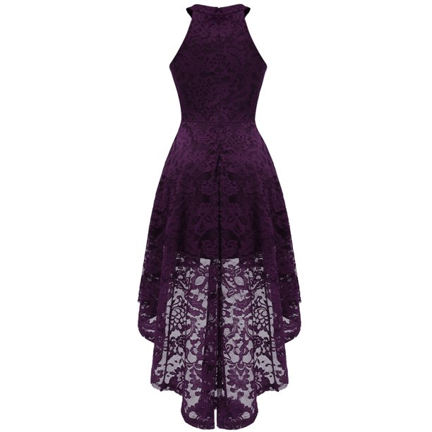 Women's Halter Hi-Lo Floral Christmas Lace Dress Bridesmaid Party Cocktail Dresses Lace Party Dress