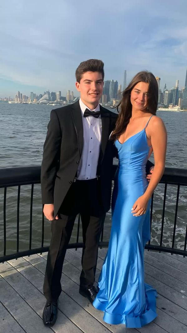 Sexy Blue Mermaid Prom Dresses,Open Back Long Evening Dress