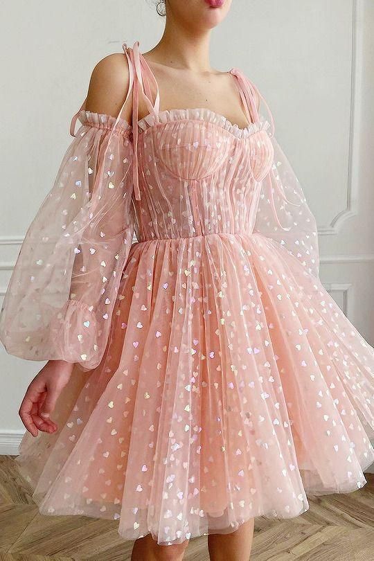 pink homecoming dresses tulle sweetheart Homecoming Dress