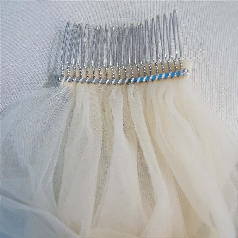 Simple two layer cut edge bridal veil short wedding veil in champagne white ivory