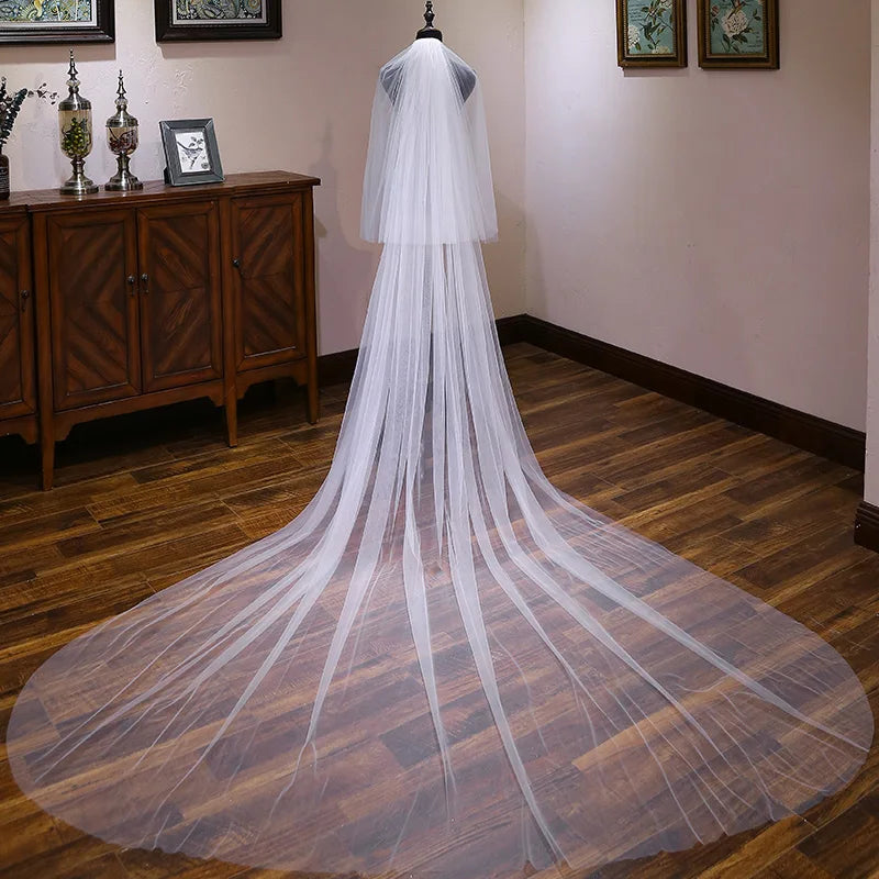 2 Layer Cut Edge Wedding Veil Cover Face Veil Bridal Accessories Blusher Veil In White ,Ivory White