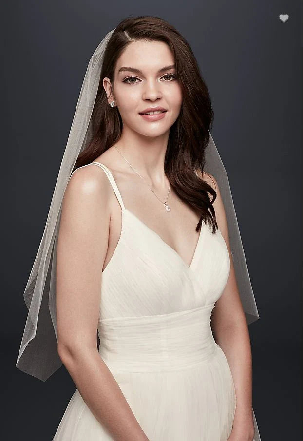 One Layer Cut Edge Wedding Veil Elbow Length Bridal Veil in White Off-white Ivory for Brides