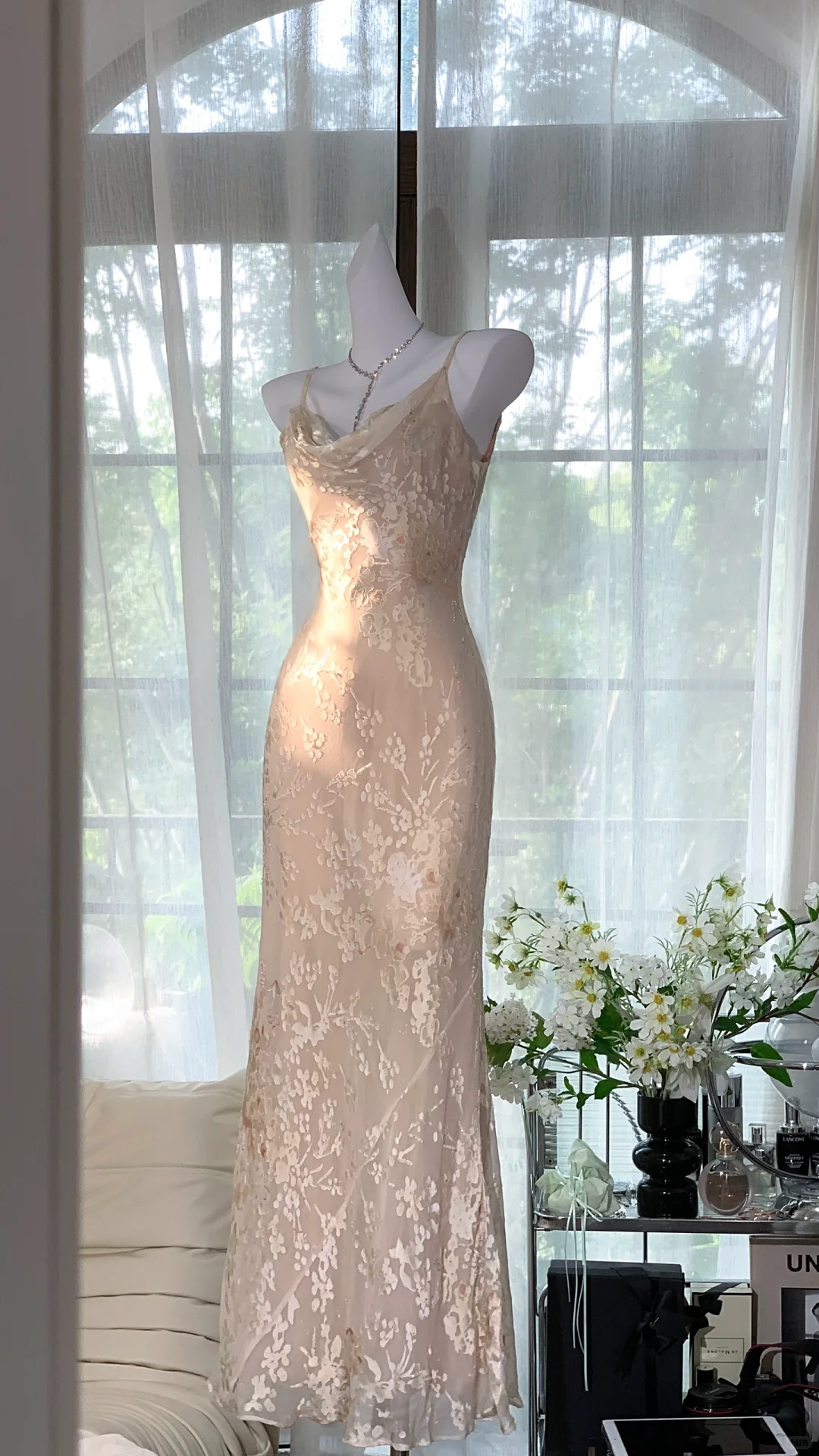Charming Spaghetti Straps Chiffon Print Floral Mermaid Prom Dress Birthday Party Dress