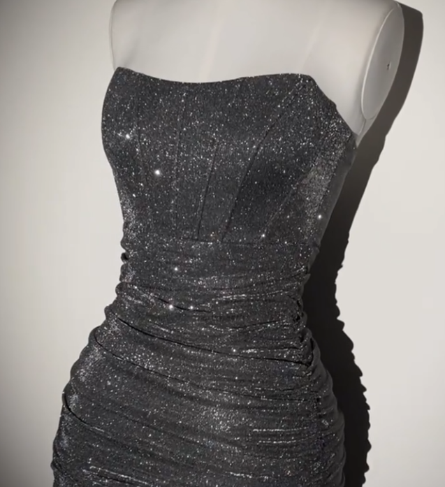 Vintage Strapless Gray Sheath Cocktail Dress Short Graduation Homecoming Dress