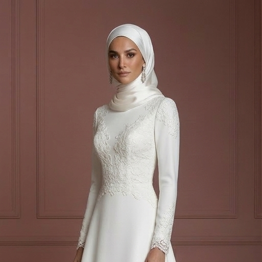 Hijab Bridal Wedding Dress With Elegant Back Detail Muslim