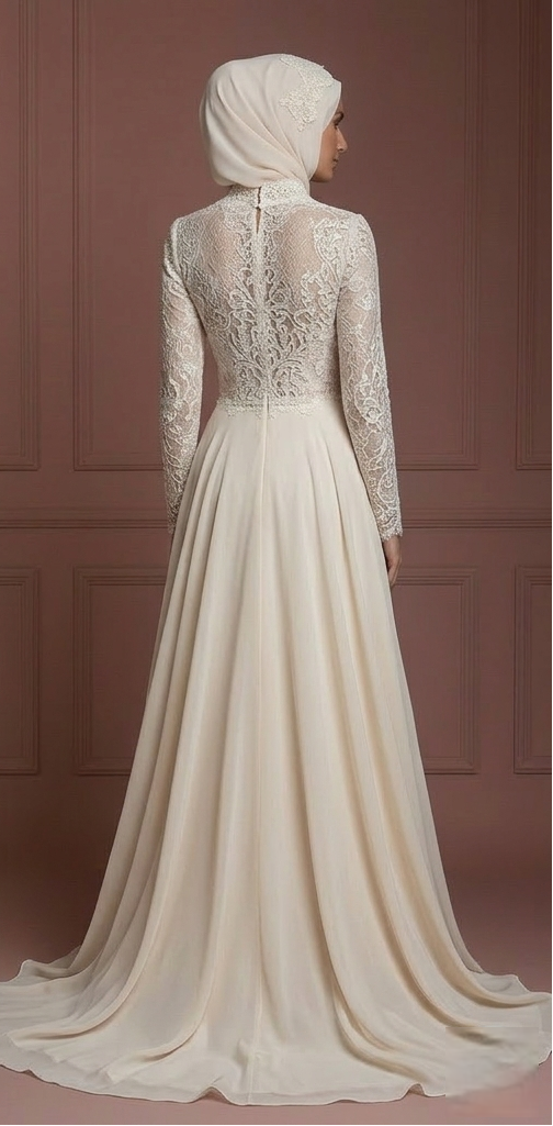 Hijab Bridal Gown Elegant Islamic Wedding Dress Look Muslim