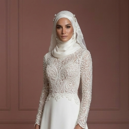 Hijab Bridal Gown For Formal Wedding Dress Ceremony Muslim