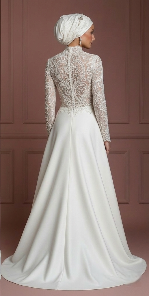 Hijab Bridal Gown For Formal Wedding Dress Ceremony Muslim