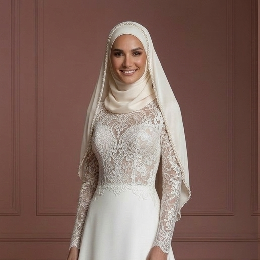 Hijab Bridal Gown With Feminine Modest Design Wedding Dress Muslim