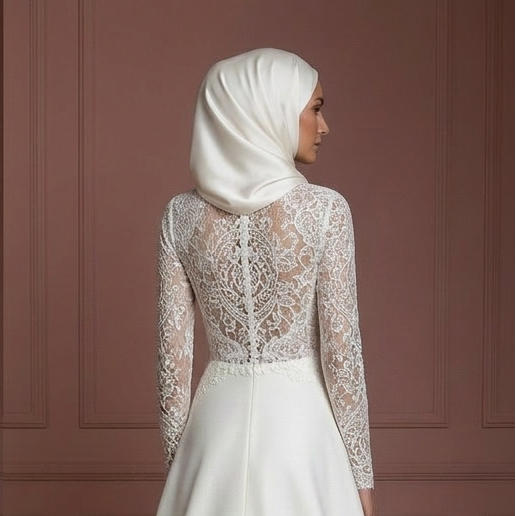 Hijab Bridal Wedding Dress With Long Elegant Train Muslim