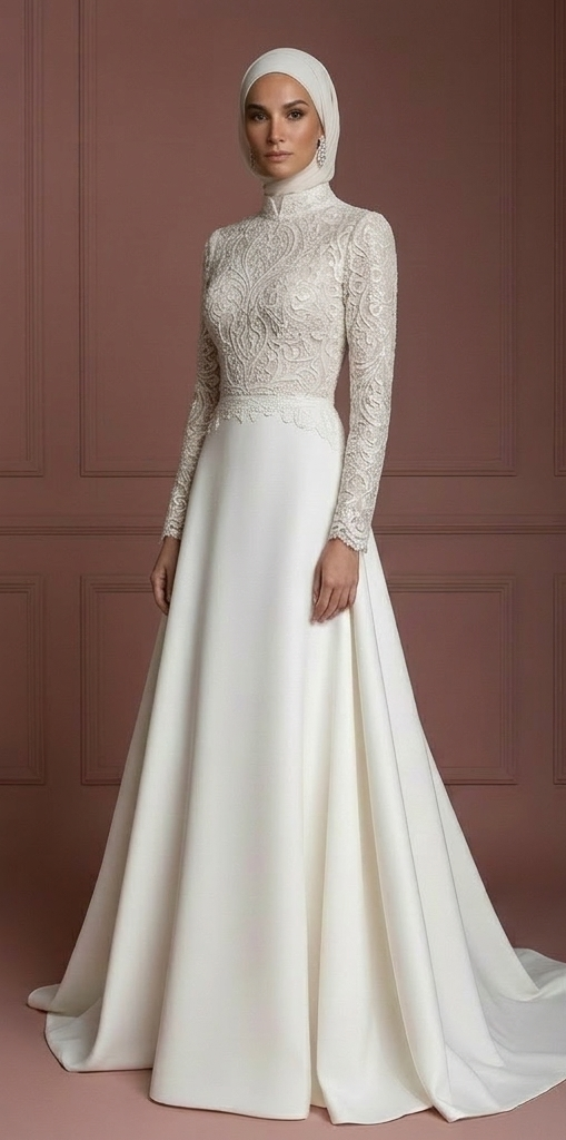 Hijab Wedding Dress For Nikkah Ceremony Bridal Gown Muslim