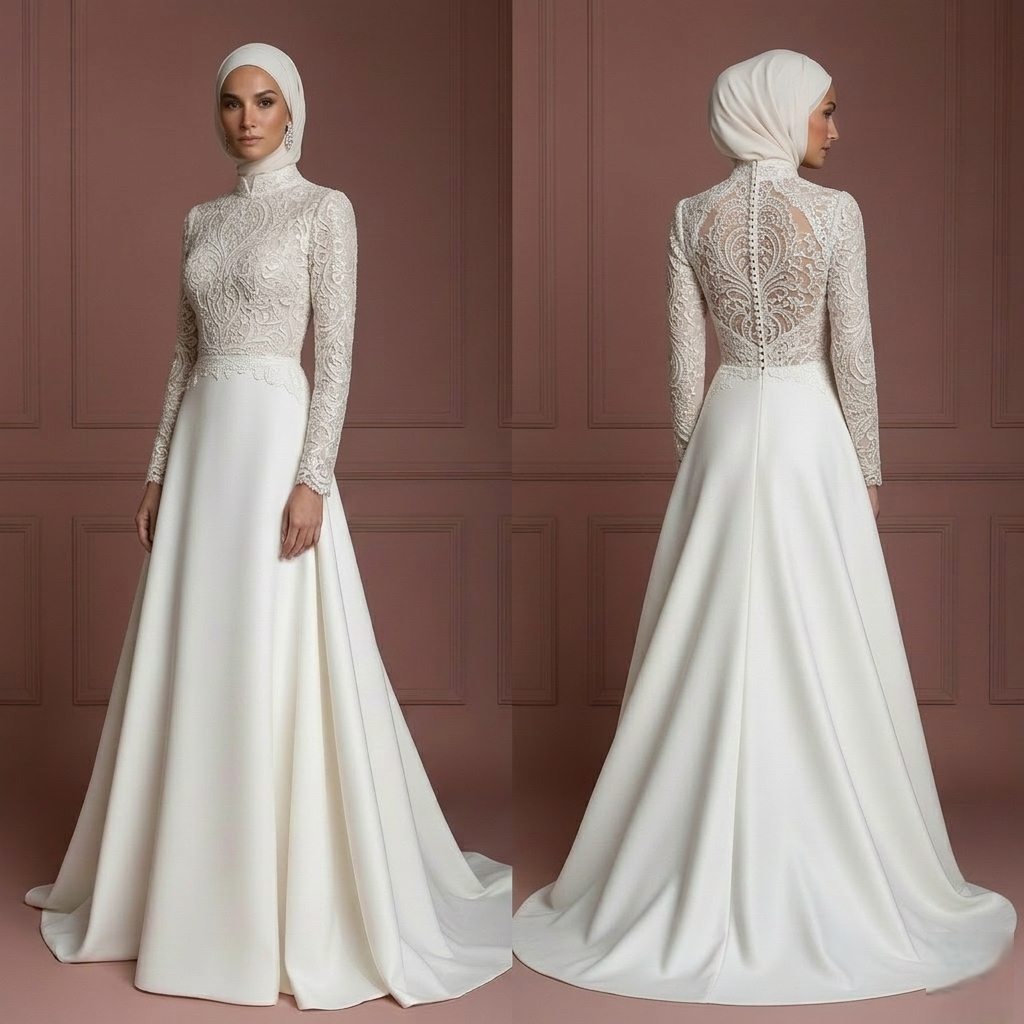 Hijab Wedding Dress For Nikkah Ceremony Bridal Gown Muslim