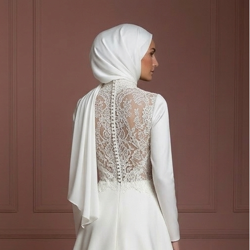 Hijab Wedding Dress With Elegant Satin Finish Muslim