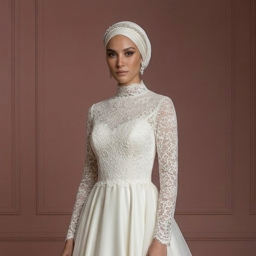 Hijab Wedding Dress With Organza Modest Bridal Style Muslim