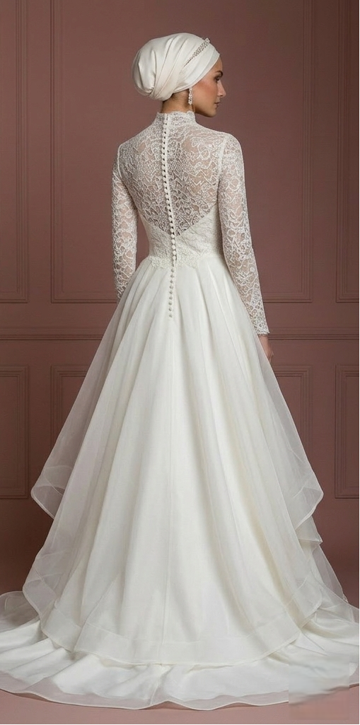 Hijab Wedding Dress With Organza Modest Bridal Style Muslim