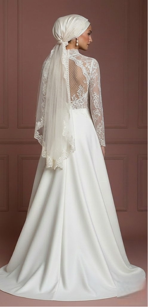 Hijab Wedding Dress With Romantic Elegant Style Muslim