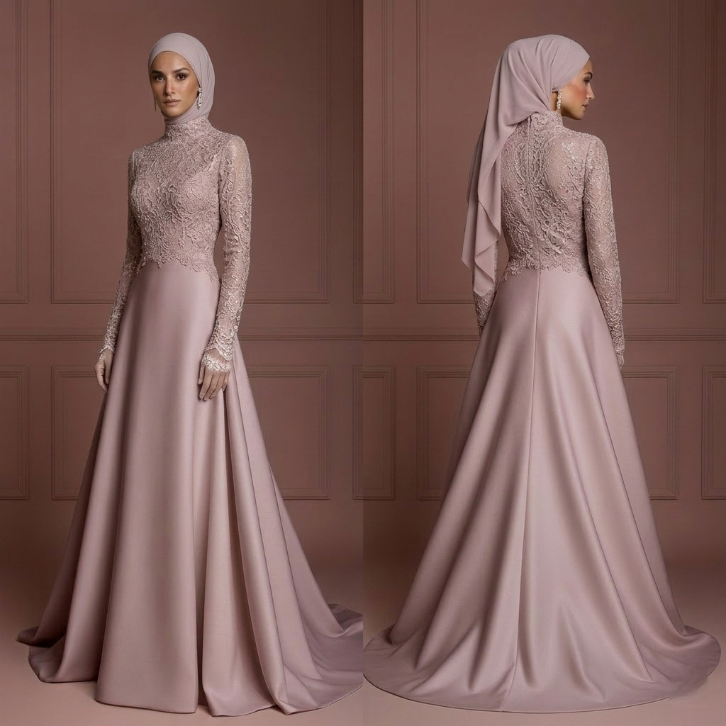 Hijab Wedding Dress With Vintage Inspired Lace Muslim
