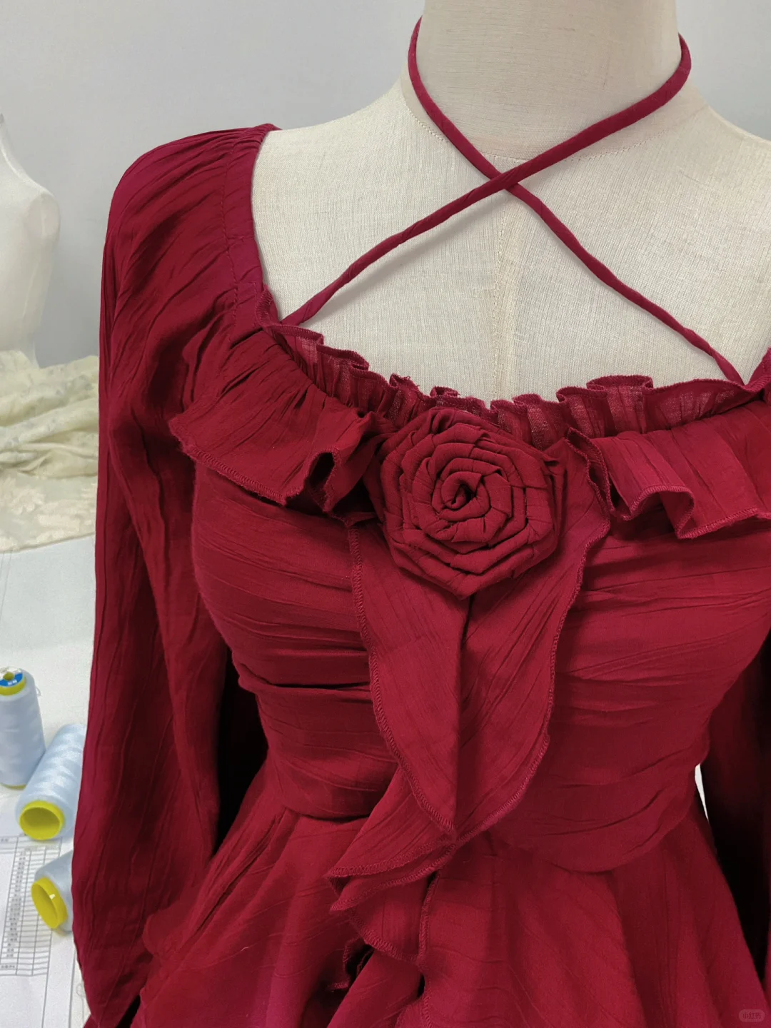 Elegant Burgundy Chiffon Layered Long Sleeves Short Party Dress Homecoming Dress