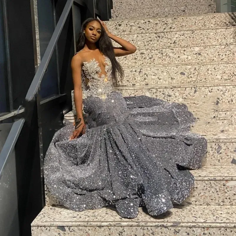 Sparkly Mermaid Long Prom Dress,Glam Dress,Pageant Dress