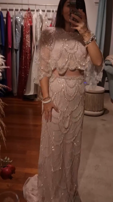 Gorgeous Tulle Sequin Beaded Long Prom Dress Two Piece Evening Dress