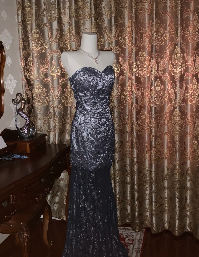 Gorgeous Sweetheart Neck Satin Beaded Mermaid Long Evening Dress Formal Birthday Party Dress