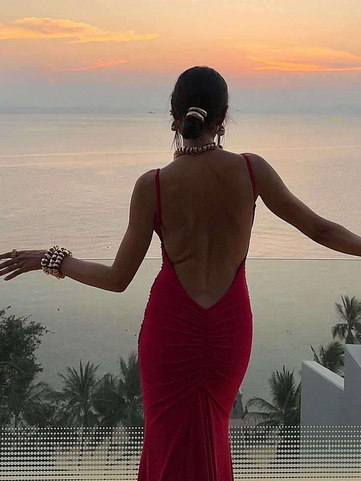 Simple Red Straps Mermaid Evening Dress Formal Party Evening Gown
