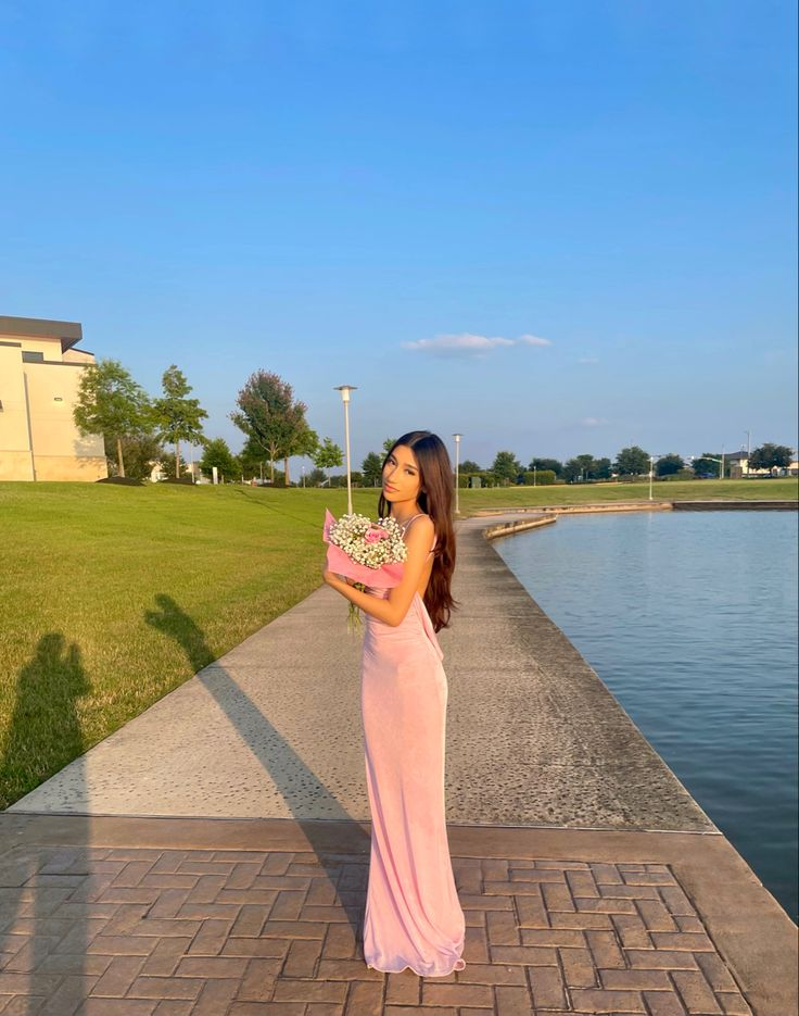 Pink Spaghetti Straps Long Prom Dress Open Back Party Evening Gown