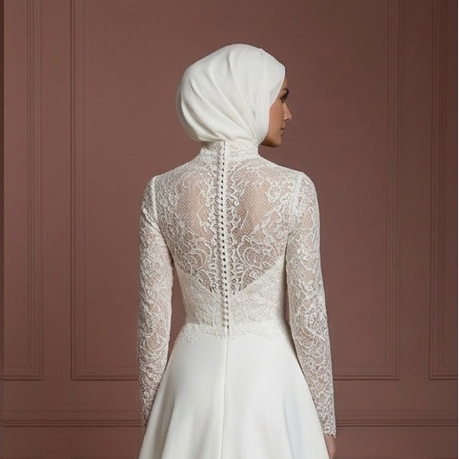 Islamic Hijab Wedding Dress Full Coverage Bridal Gown Muslim