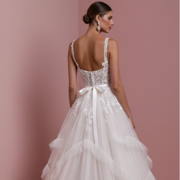 Ivory White Wedding Dress Lace Victorian Long Traditional Gown