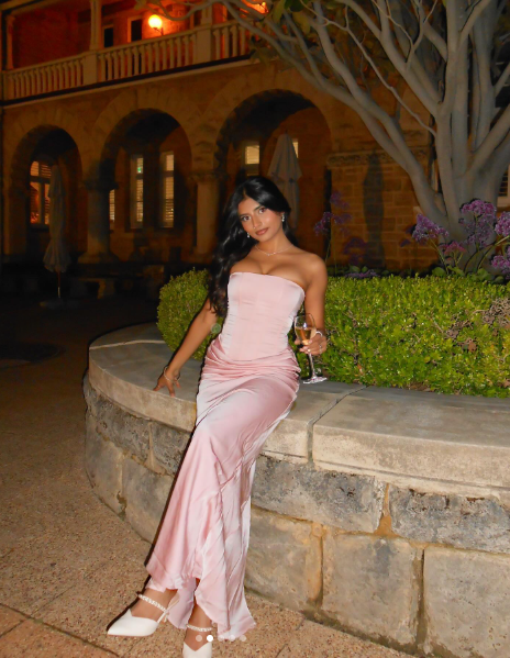 Classy Pink Strapless Satin Mermaid Bridesmaid Dress Long Wedding Guest Dress