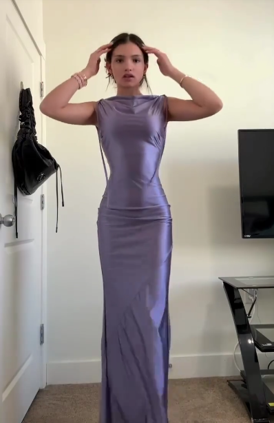 Classy Sleeveless Purple Satin Mermaid Long Wedding Guest Dress Party Dress