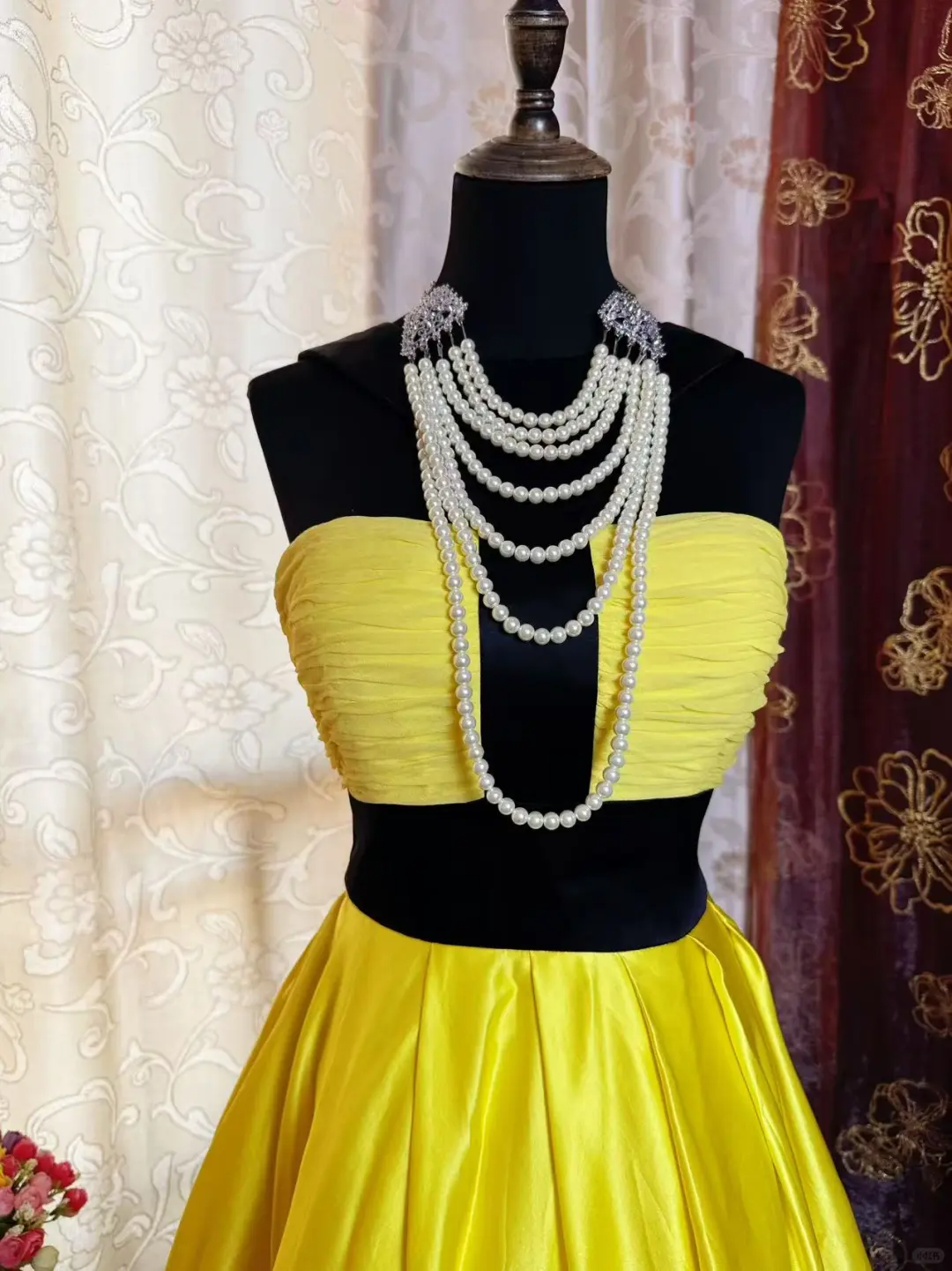 Fashion Yellow Black Splicing A Line Short Party Dress Formal Graduation Homecoming Dress