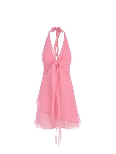 Pretty Pink Halter Chiffon Birthday Outfits 8th Grade Homecoming Dress