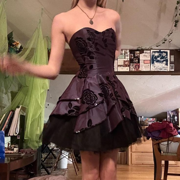 Vintage Satin Tulle Tiered A Line Mini Prom Dress Homecoming Dress