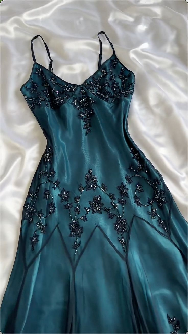 Vintage Blue Straps Beaded A Line Prom Dress Party Evening Dress