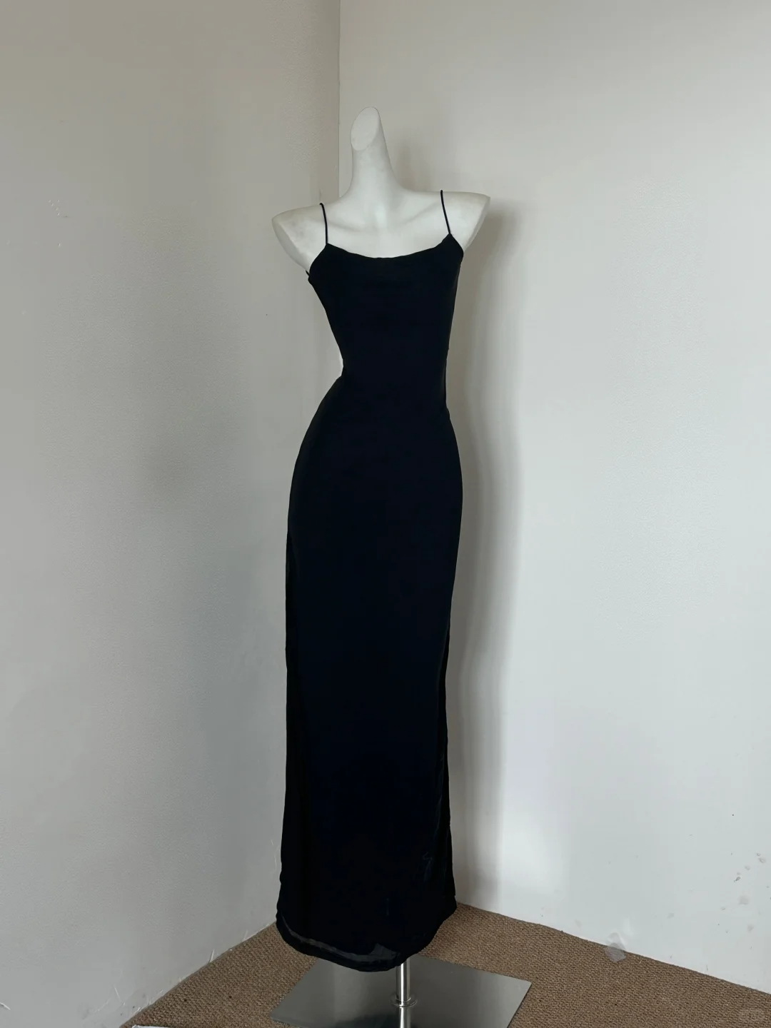 Simple Black Spaghetti Straps Sheath Coaktail Dress Party Dress