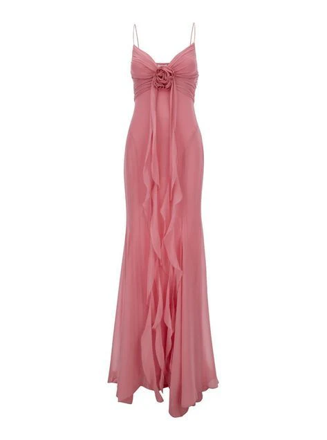Sweet Pink Chiffon Mermaid Prom Dress,Long Party Evening Dress