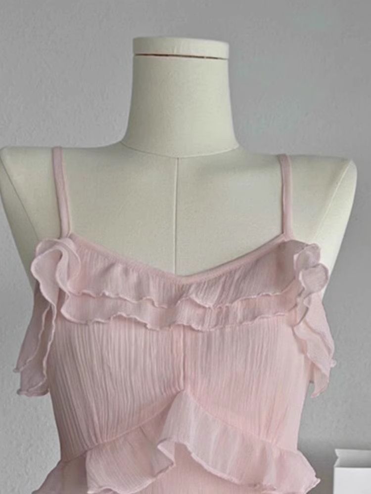 Sweet Pink Irregular Ruffles Short Party Dress Holiday Dress