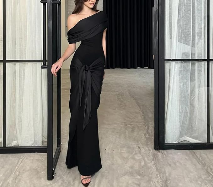Black Off The Shoulder Long Mermaid Party Dress Prom Dress