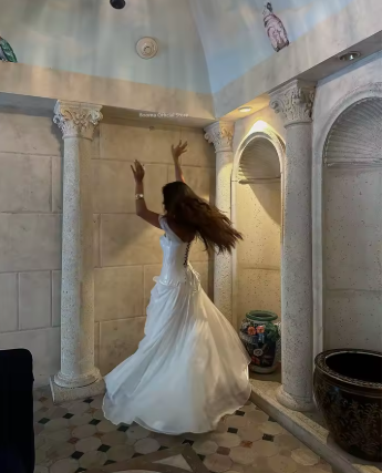 Pretty Off The Shoulder White Satin Chiffon Pleated Long Wedding Dress