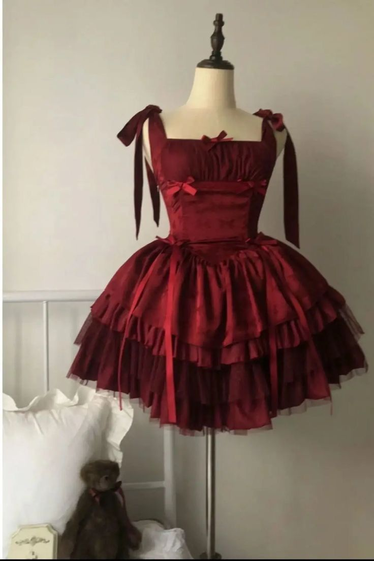 Vintage Burgundy Tulle Layered Bow Mini Birthday Outfits A Line Homecoming Dress