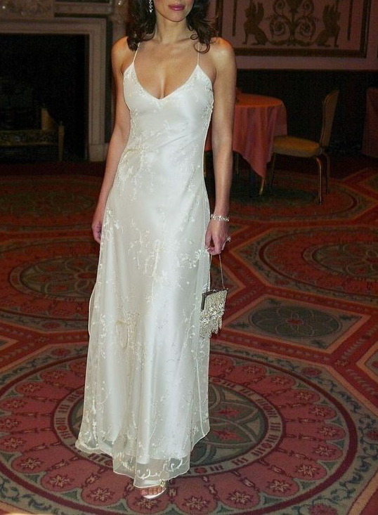 Pretty White Spaghetti Straps Lace Satin Mermaid Evening Dress Long Party Dress