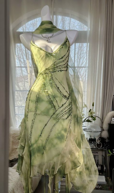 Chic Green Chiffon Beaded Party Dress Mermaid Prom Dress