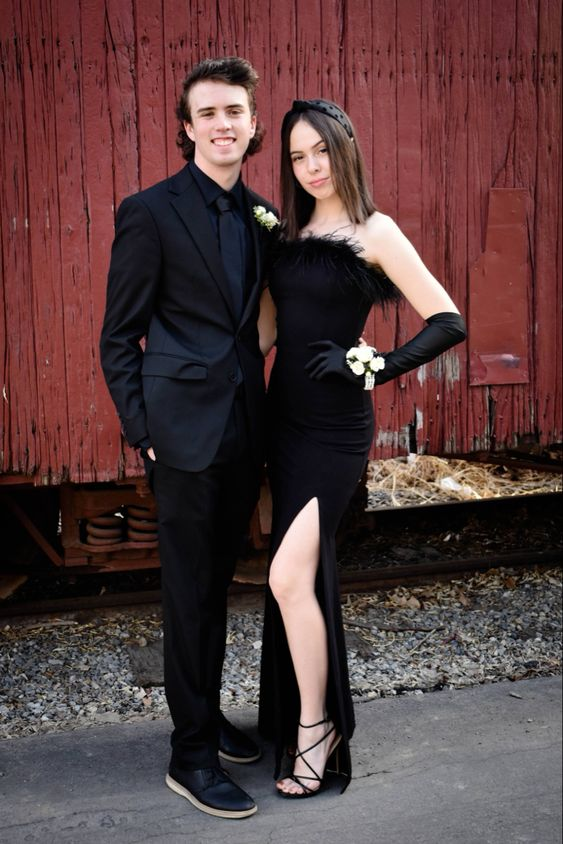 Classy Black Sheath Prom Dress With Split