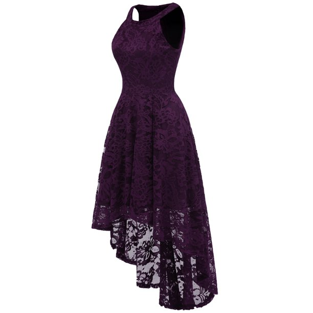 Women's Halter Hi-Lo Floral Christmas Lace Dress Bridesmaid Party Cocktail Dresses Lace Party Dress