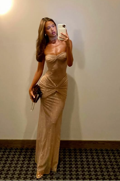 Glitter Pink Strapless Ruched Sheath Long Party Evening Dress Formal Prom Dress