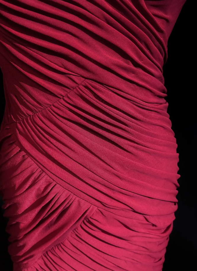 Classy Spaghetti Straps Burgundy Satin Pleated Mermaid Long Party Evening Dress