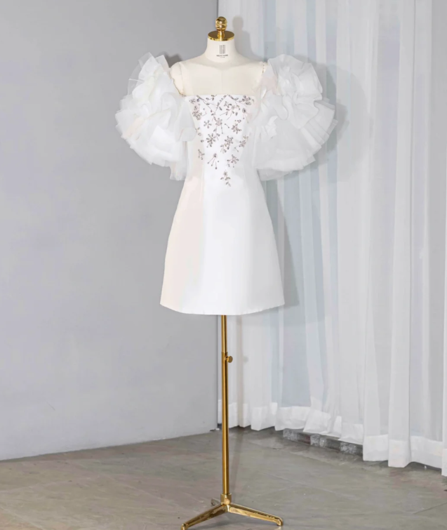 Classy Strapless White A Line Homecoming Dress Mini Party Dress