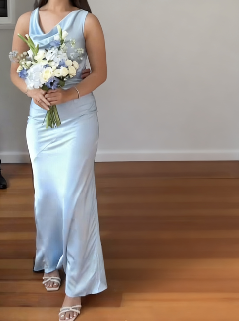 Sweet Sleeveless Satin Mermaid Prom Dress Formal Bridesmaid Dress
