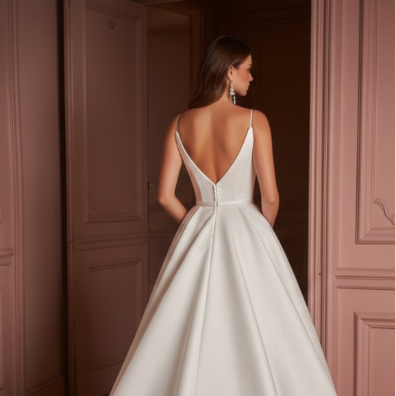 Long Plain Puffy Wedding Dress Layered Tulle Classic Gown